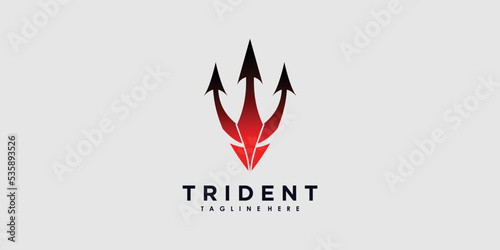 trident logo design vector with illustration creative concept