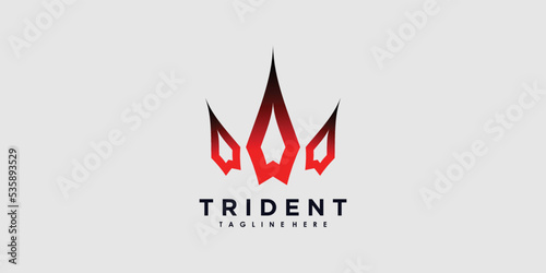 trident logo design vector with illustration creative concept