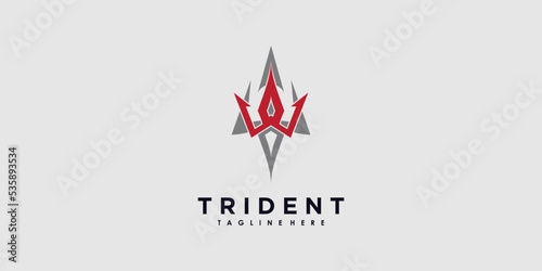 trident logo design vector with illustration creative concept