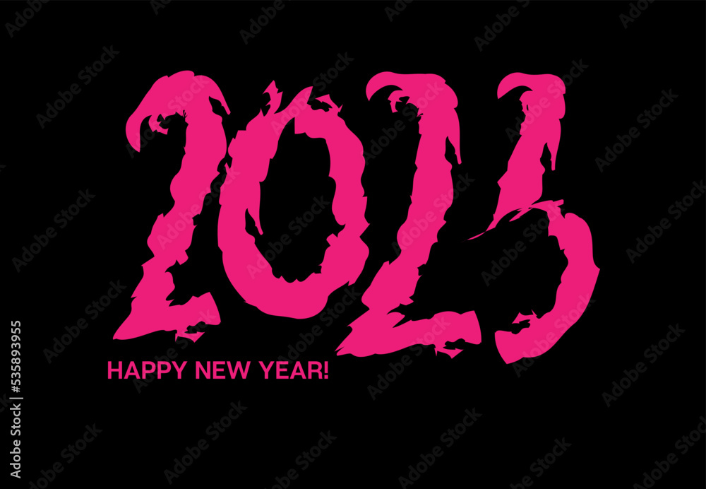2023 Funky Paintbrush Hand Made Calligraphy. Christmas Logo Wallpaper. 2023 Happy New Year Banner Design. Rich 2023 New Year Texture. Winter Holiday Poster. Luxury Winter Card for Congratulation.