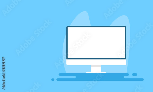 Modern computer monitor display with blank screen isolated on white background