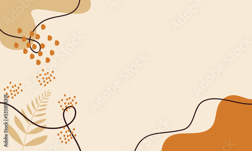 Autumn themes background with organic shapes style. Abstract fall background with leaves and organic shapes. Suitable for wallpaper and banner purpose.