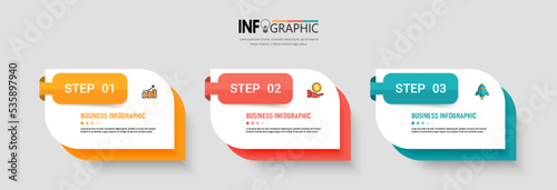3 Steps presentation business infographic template vector. 
