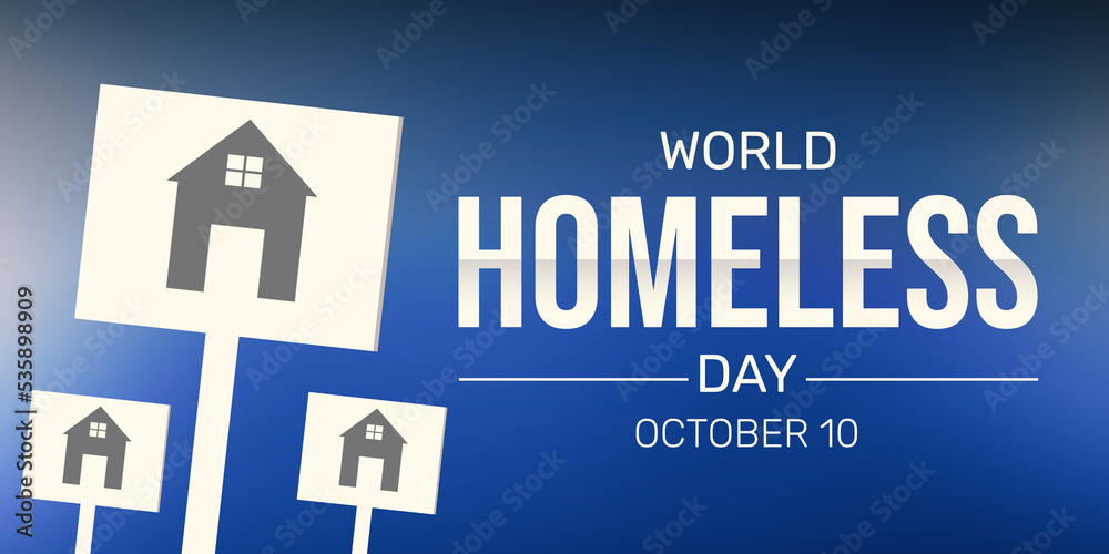World Homeless Day abstract background with cardboard and typography on
