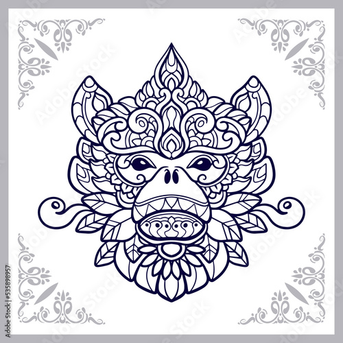 Monkey head mandala arts isolated on white background