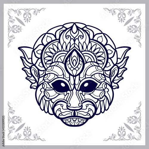 Monkey head mandala arts isolated on white background