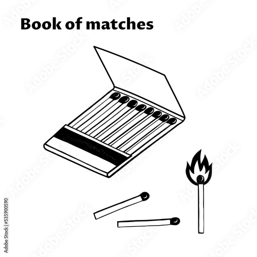 Stock vector safety matches outline illustration