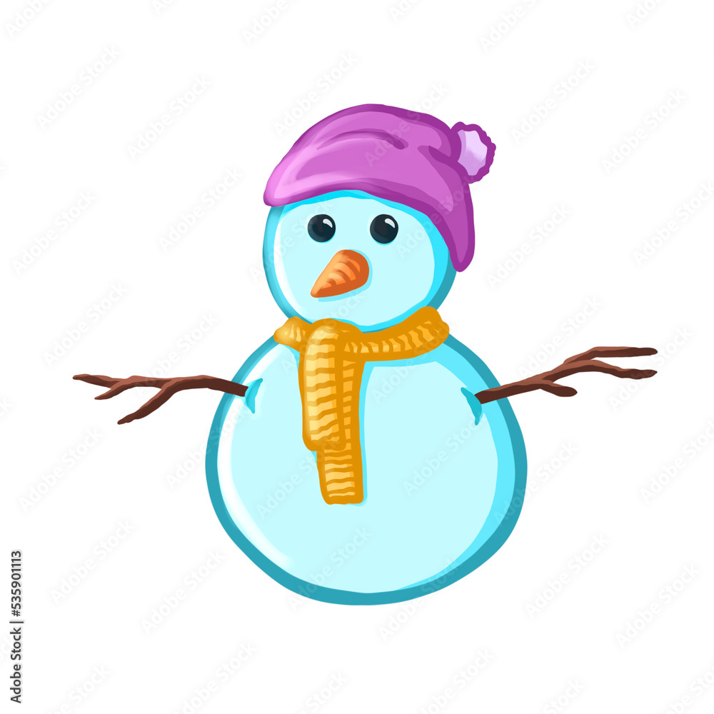 Fototapeta premium Ilustracja bałwana na Boże Narodzenie