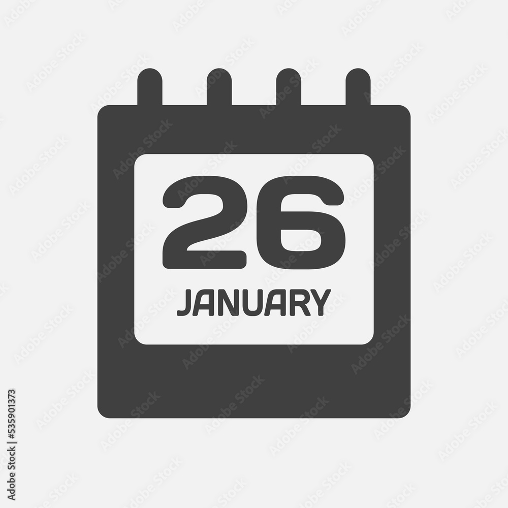 Icon day date 26 January, template calendar page Icon day date 26 January, template calendar page
