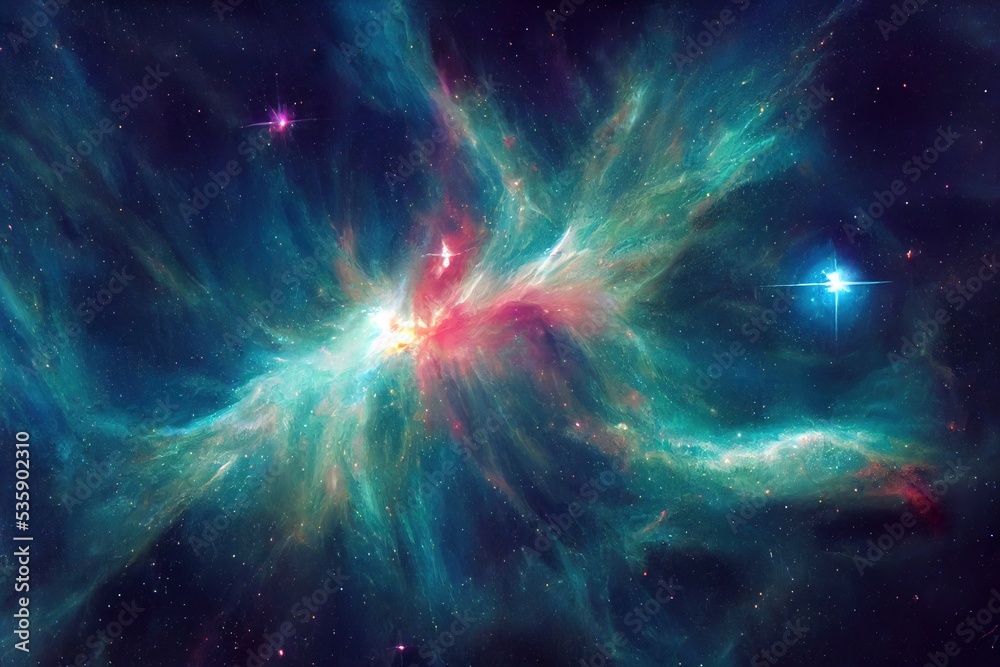 Stunning nebula in outer space. AI generated background is not based on any real image.