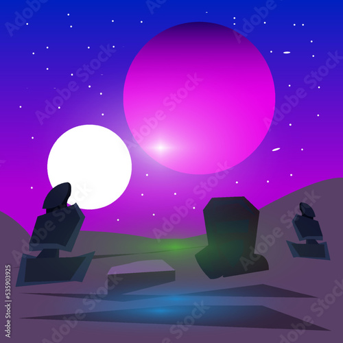 fantasy dreamland environment planet vector background illustration