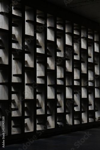 brutalist concrete wall designed by clorindo testa in chacarita cemetery Buenos Aires  Argentina