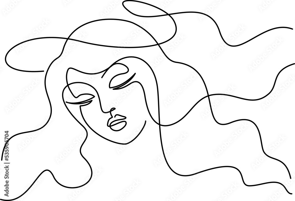 Abstract minimal woman face. Continuous one line drawing Abstract minimal woman face. Continuous one line drawing