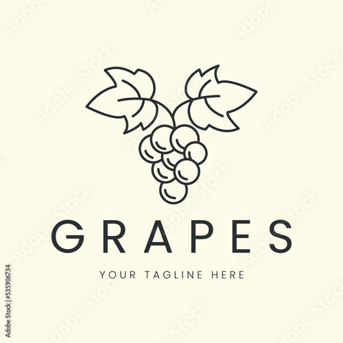 grape line art logo vector template illustration design. organic farm logo concept