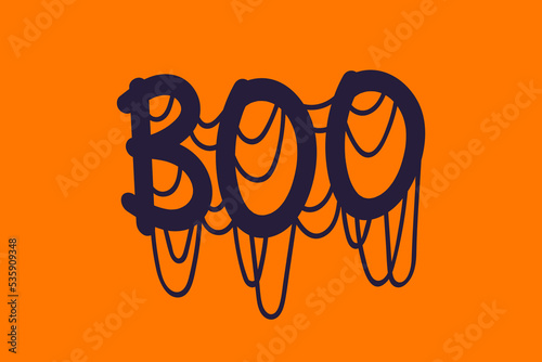 Boo one single word text. Halloween boo lettering.  Vector illustration. 
