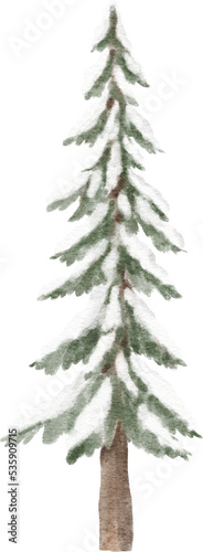 Christmas tree covered with snow illustration