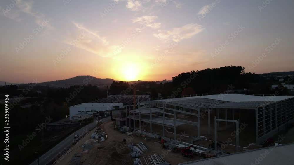 Construction Site at Sunset Aerial View 4k Construction Site at Sunset Aerial View 4k