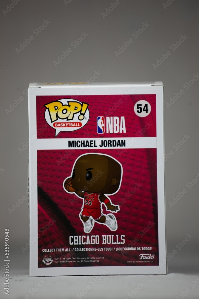 Shot of the Funko Pop Michael Jordan Vinyl Figure against light background  Stock Photo