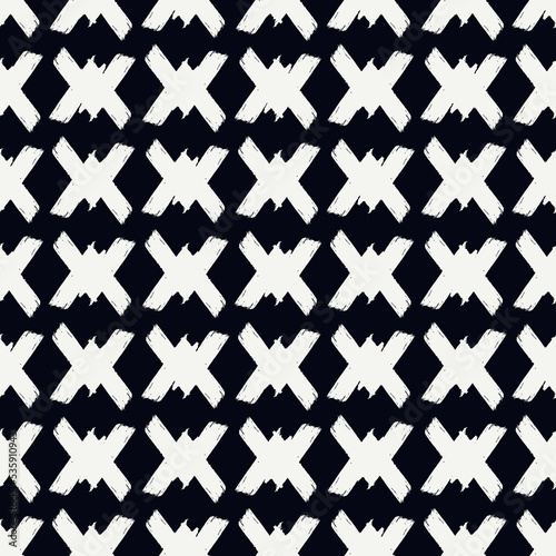Paint brush geometrical ornament. Hand drawn seamless pattern. Abstract backdrop. Trendy wallpaper. Geometric background. Ethnic motif. Mosaic ornate. Textile print. Web design