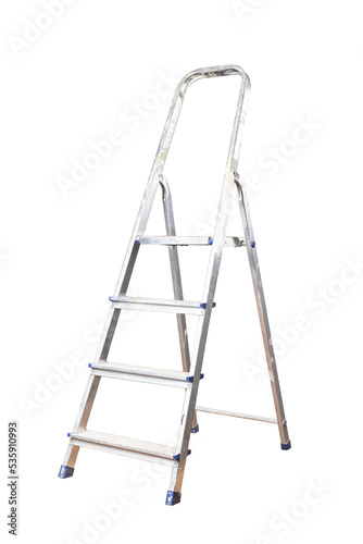 Household aluminum ladder on an isolated background.