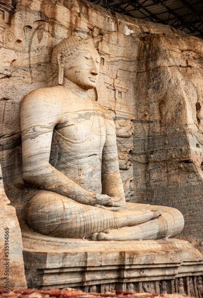 buddha statue at Polonnaruwa Stone Temple. 