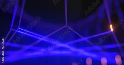 3d render with converging blue beams, soft focus