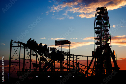 Amusement park at dusk
