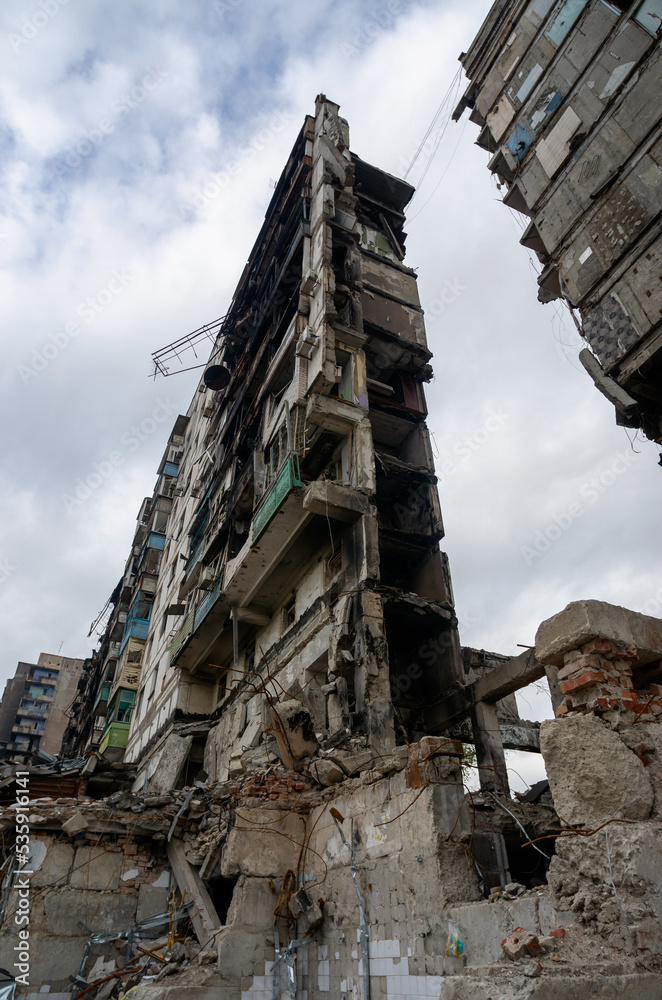 destroyed and burned houses in the city during the war in Ukraine destroyed and burned houses in the city during the war in Ukraine