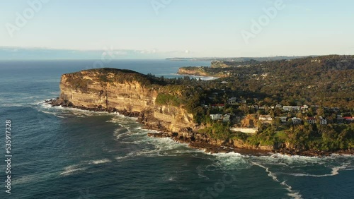 Flying to Careel headland on Sydney Northern beaches pacific coast as 4k.
 photo