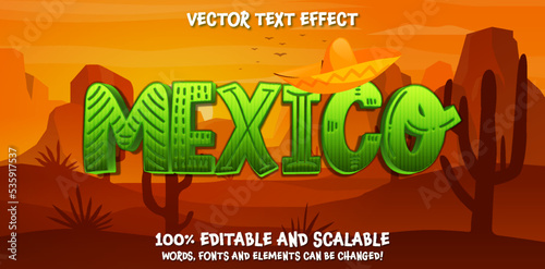 Mexican Vector Editable Text Effect Template, editable desert style Mexican font letters template, use for business logo and brand