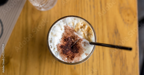 Famous frozen cappuccino coffe in Greece photo