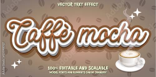 Coffee mocha text, Editable text effect, coffee and brown text style font template coffee beans pattern background, use for business and brand, banner, poster, posts text, 