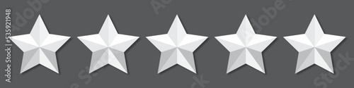 White five stars quality rating icons. 5 stars icon. Five star sign. Rating symbol. Vector illustration