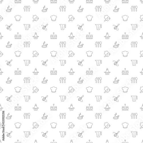 Vector seamless pattern of cooking and culinary is made of line icons. Perfect for web sites, wraps, wallpapers, postcards