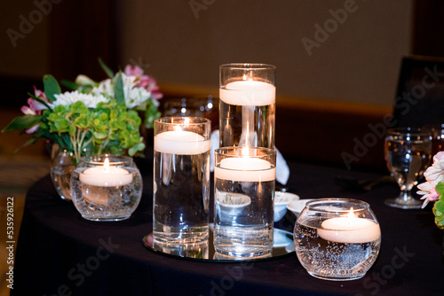 bride and groom reception table