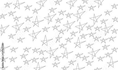 unique abstract black white hand drawn set collection stars line drawing style.vector illustration.