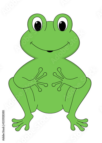 cute cartoon animal. happy green frog with big eyes