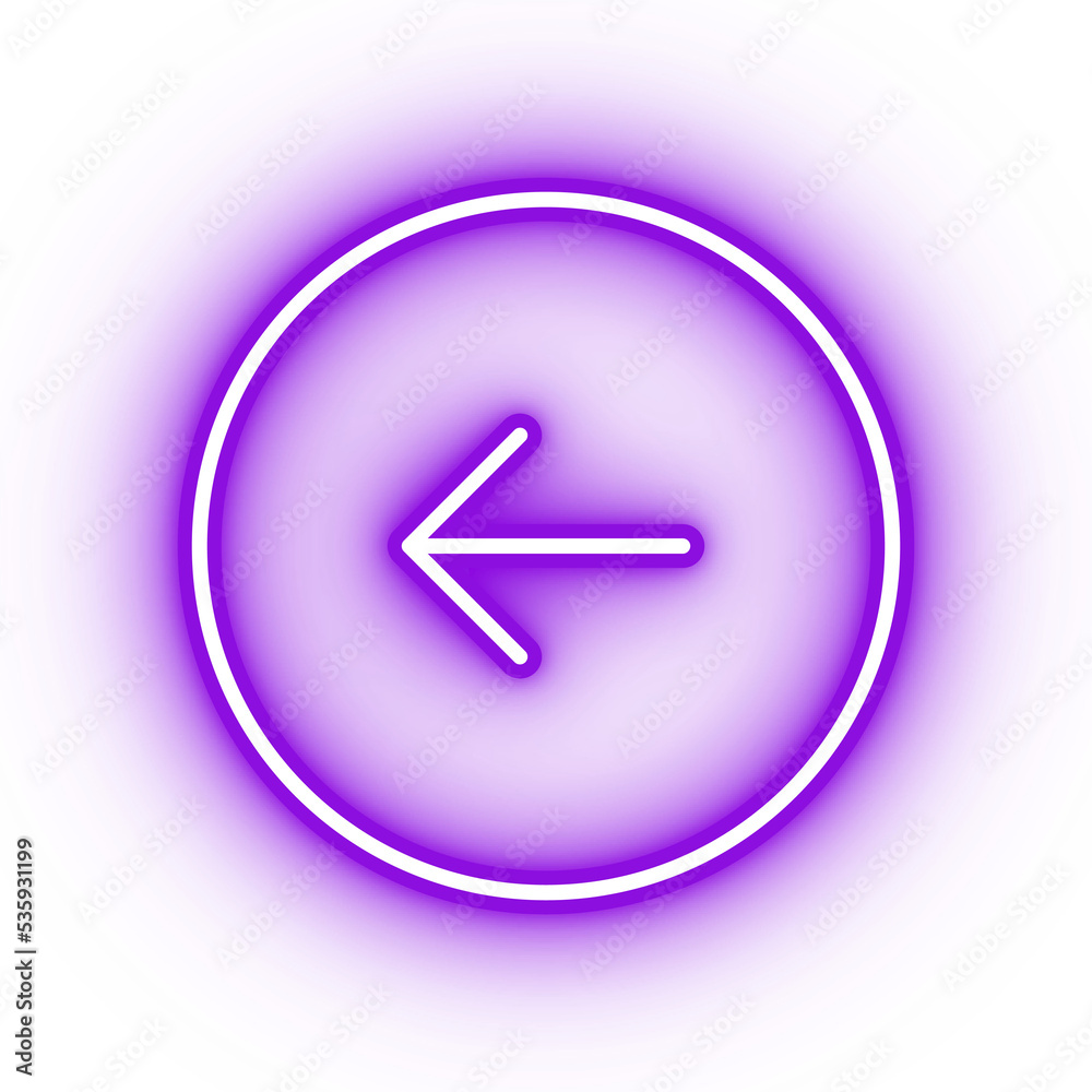 Neon purple arrow icon, glowing button icon on transparent background Neon purple arrow icon, glowing button icon on transparent background