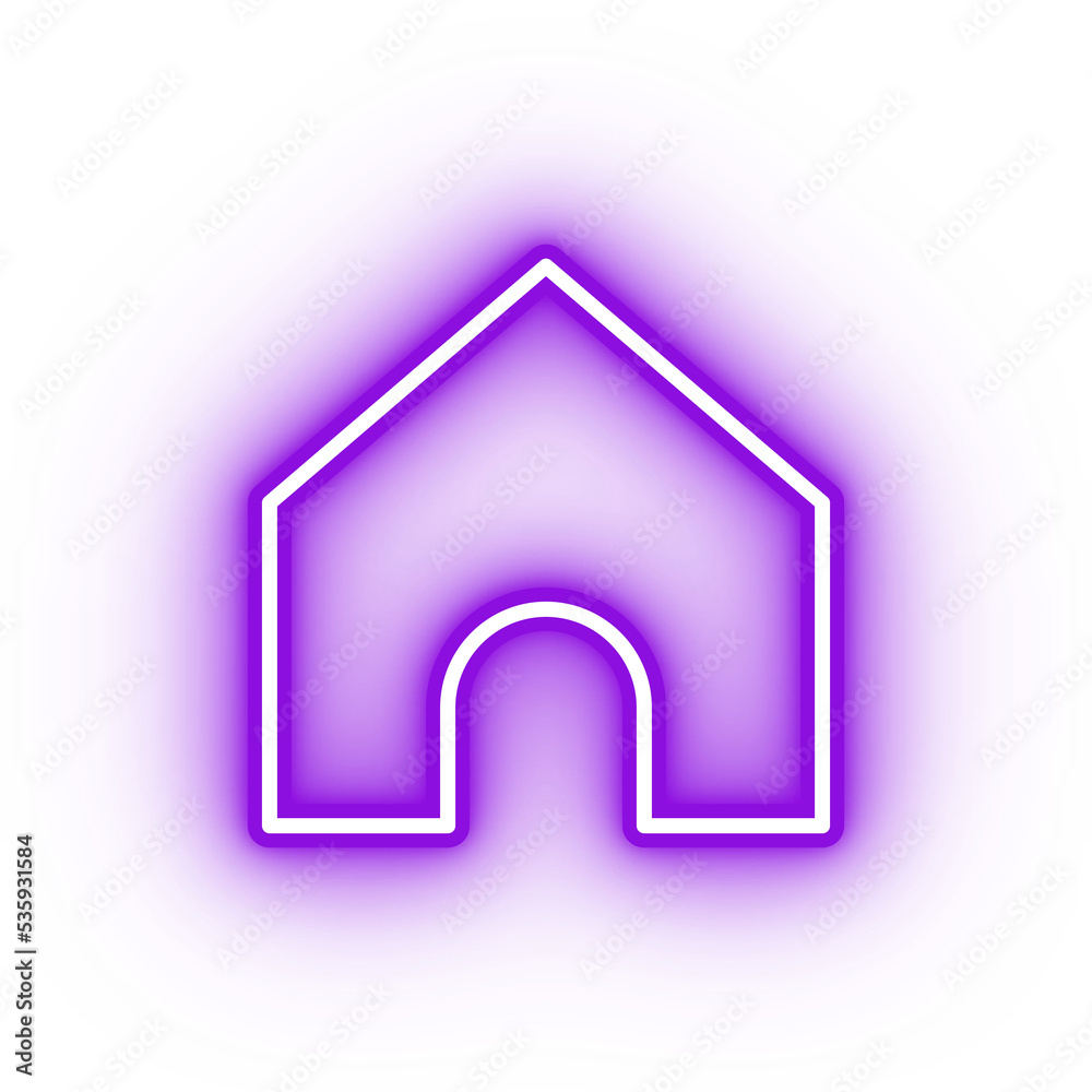 Neon purple house icon, glowing homepage icon on transparent background Neon purple house icon, glowing homepage icon on transparent background