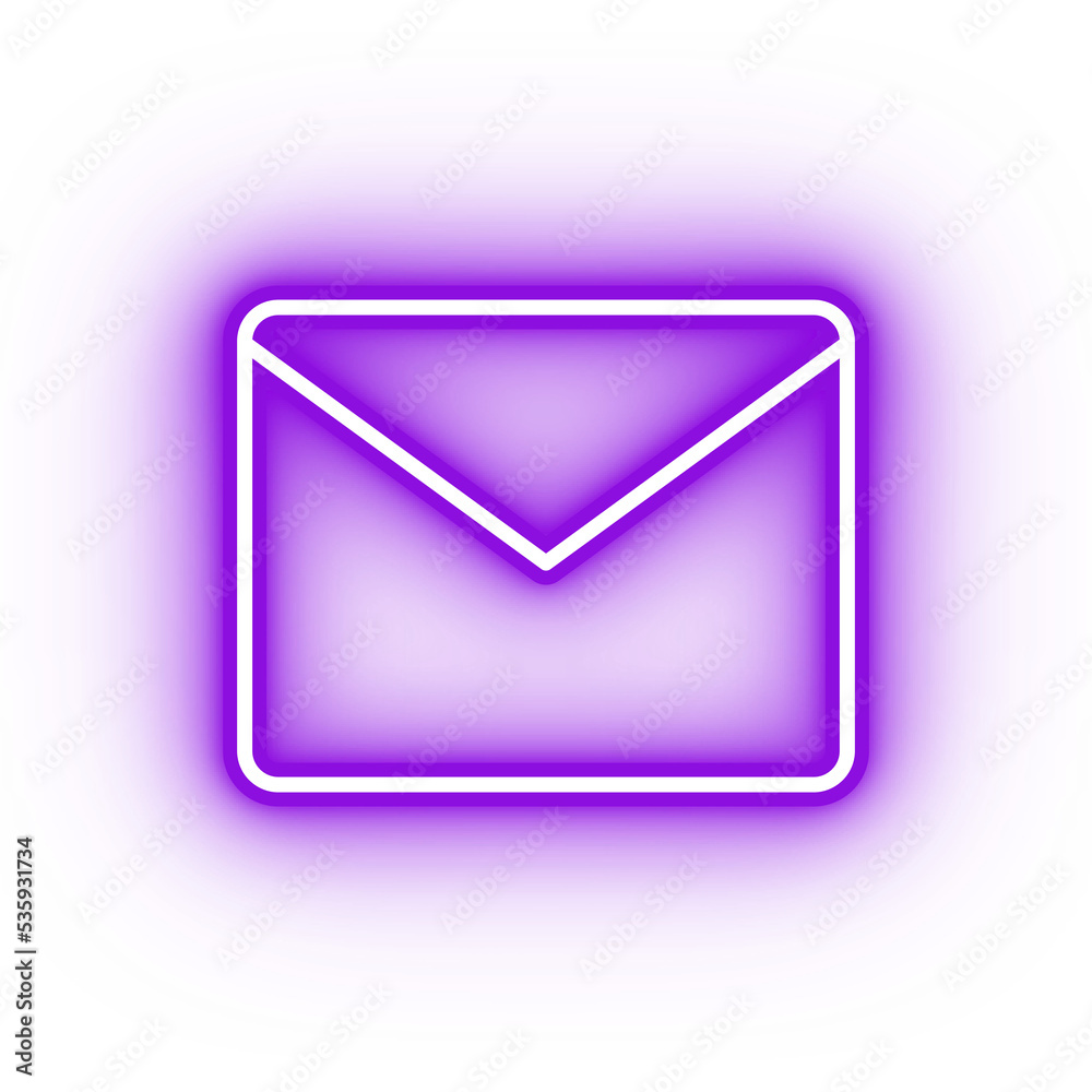 Neon purple envelope icon, glowing mail icon on transparent background Neon purple envelope icon, glowing mail icon on transparent background