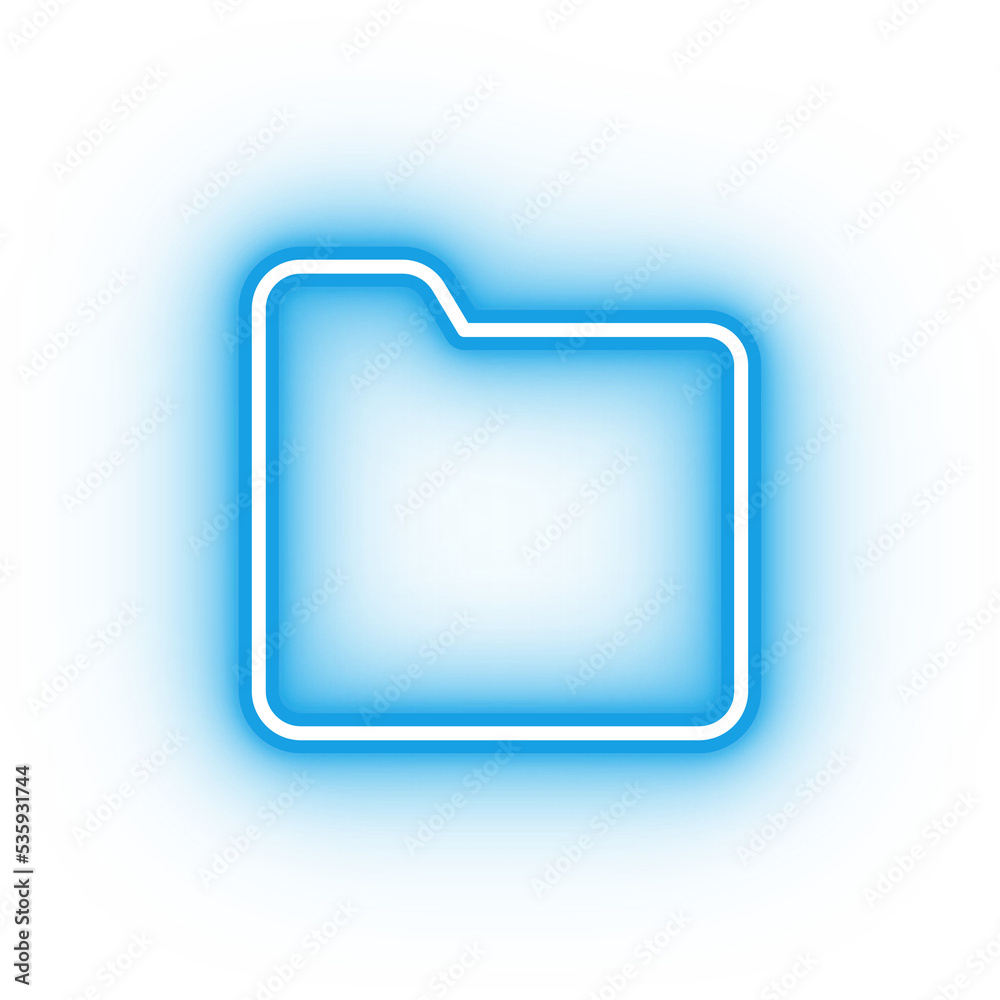Neon blue file icon, glowing folder icon on transparent background Neon blue file icon, glowing folder icon on transparent background