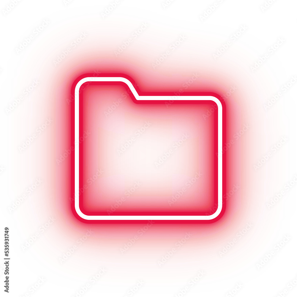 Neon red file icon, glowing folder icon on transparent background Neon red file icon, glowing folder icon on transparent background