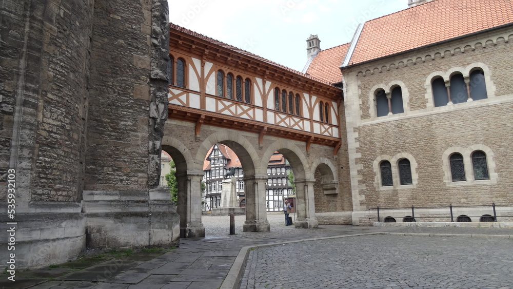Bridge, Arches, people, buildings at braunschweig, germany