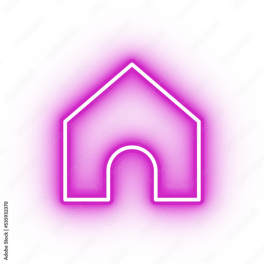Neon pink homepage icon, glowing house icon on transparent background Neon pink homepage icon, glowing house icon on transparent background