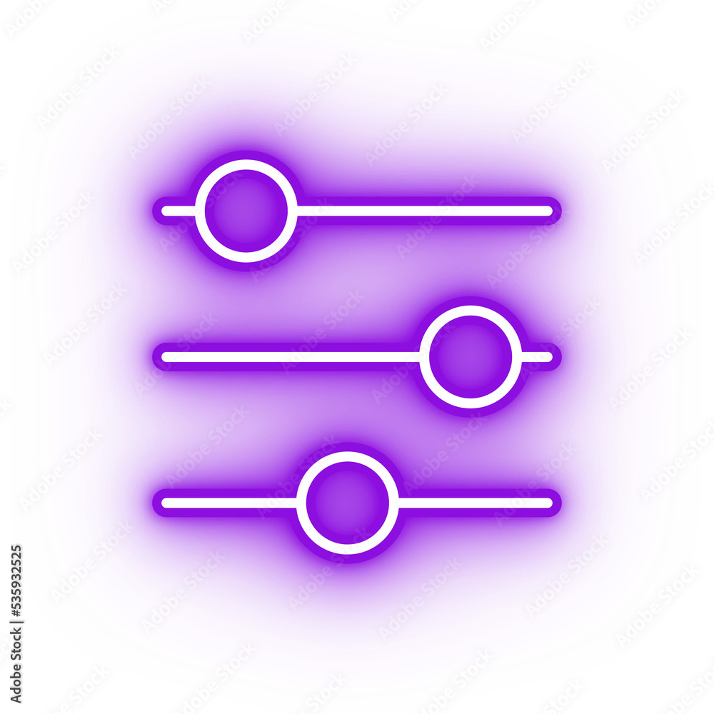 Neon purple settings icon, glowing settings icon on transparent background Neon purple settings icon, glowing settings icon on transparent background