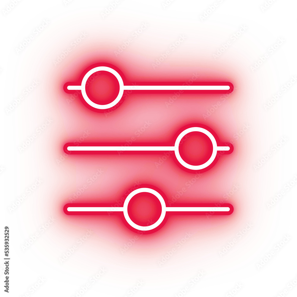 Neon red settings icon, glowing settings icon on transparent background Neon red settings icon, glowing settings icon on transparent background