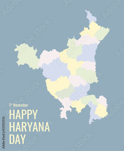 happy haryana day poster flat design with map photo