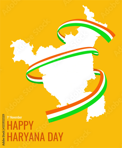 happy haryana poster with map and india flag poster photo