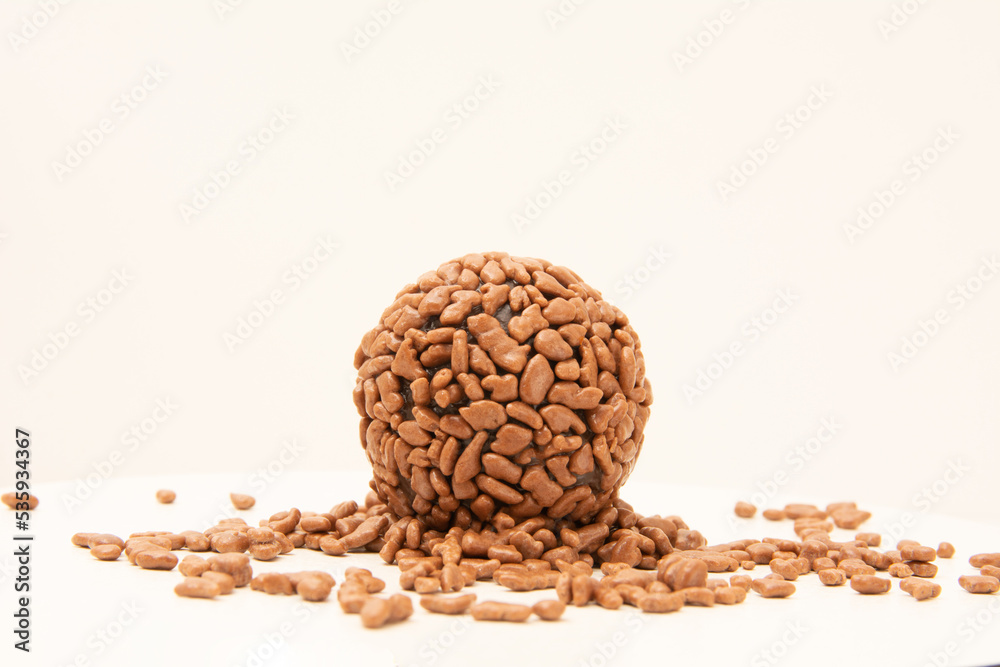 Brigadeiro, Traditional Brazilian sweet, isolated on white background Brigadeiro, Traditional Brazilian sweet, isolated on white background