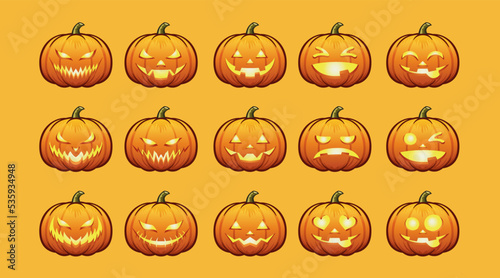 Halloween set pumpkin stickers bright 2